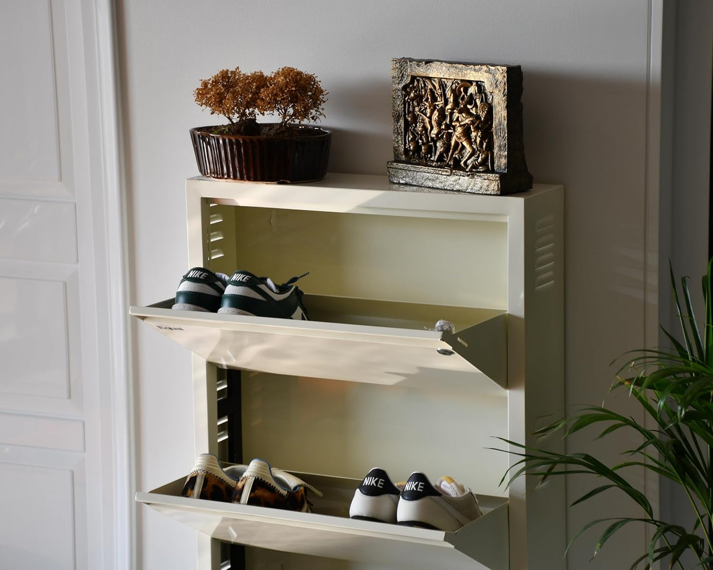 Asnalksd - 3 Door Mild Steel Shoe Rack for Home - Modern Furniture & Furnishings