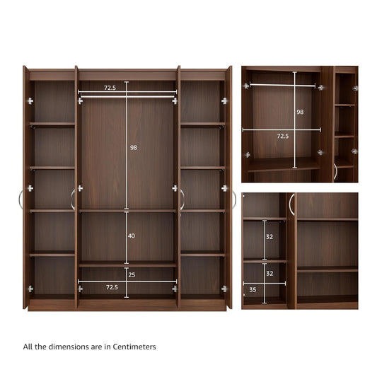 JAs - asdj - Engineered Wood 4 Door Wardrobe - Modern Furniture & Furnishings