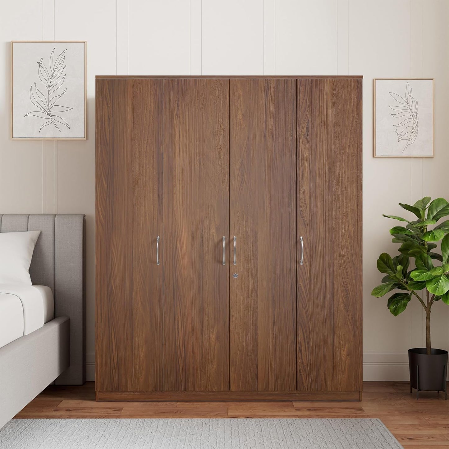 JAs - asdj - Engineered Wood 4 Door Wardrobe - Modern Furniture & Furnishings