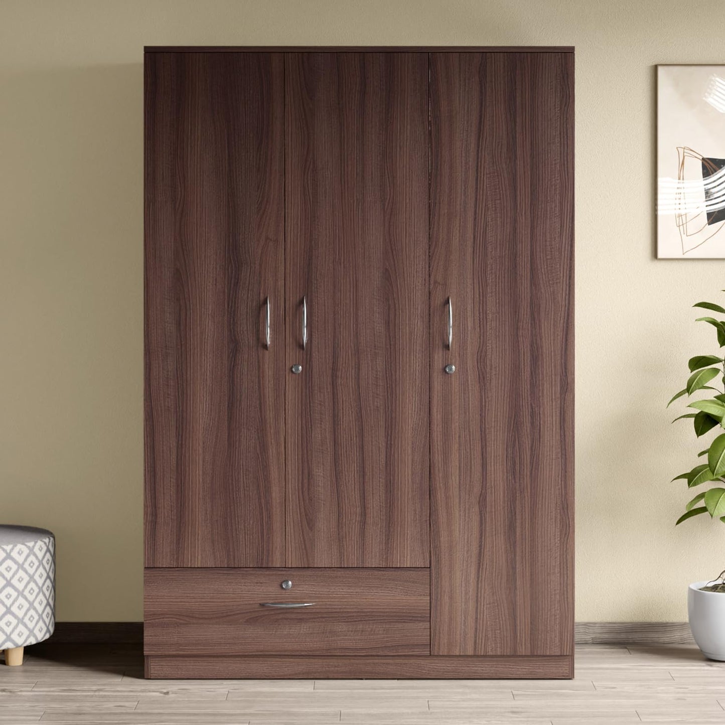 Jkasnsp - 3 - Door Engineered Wood Wardrobe - Modern Furniture & Furnishings