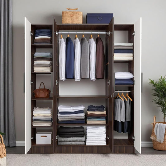 Klasj - Wardrobe 2 Tone in Dark Maple & Frosty White Colour - Modern Furniture & Furnishings