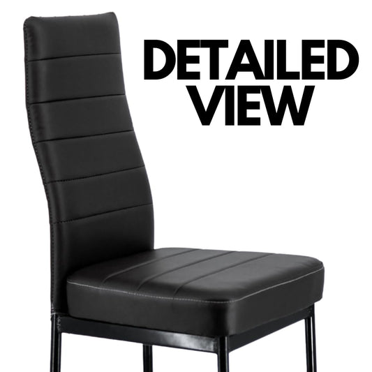 Leatheretee Back and Seat Powder Coated Metal Legs (Black) Chairs - Modern Furniture & Furnishings