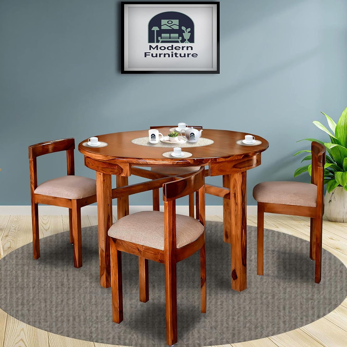 Round Dining Table 4 Seater Dining Set Dinner Table for Dining and Living Room Furniture - Modern Furniture & Furnishings