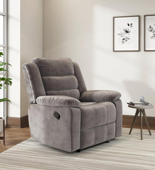 Velvet Fabric Manual Recliner - Modern Furniture & Furnishings