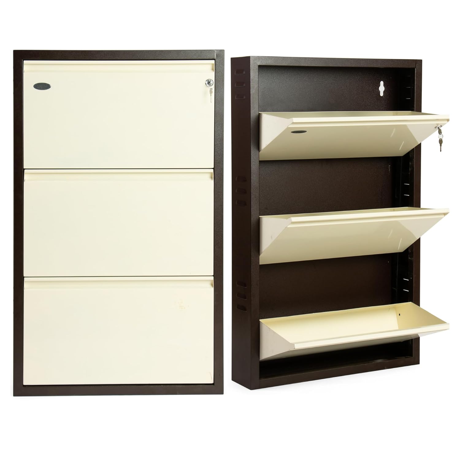 Asnalksd - 3 Door Mild Steel Shoe Rack for Home - Modern Furniture & Furnishings