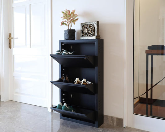 Asnalksd - 3 Door Mild Steel Shoe Rack for Home - Modern Furniture & Furnishings