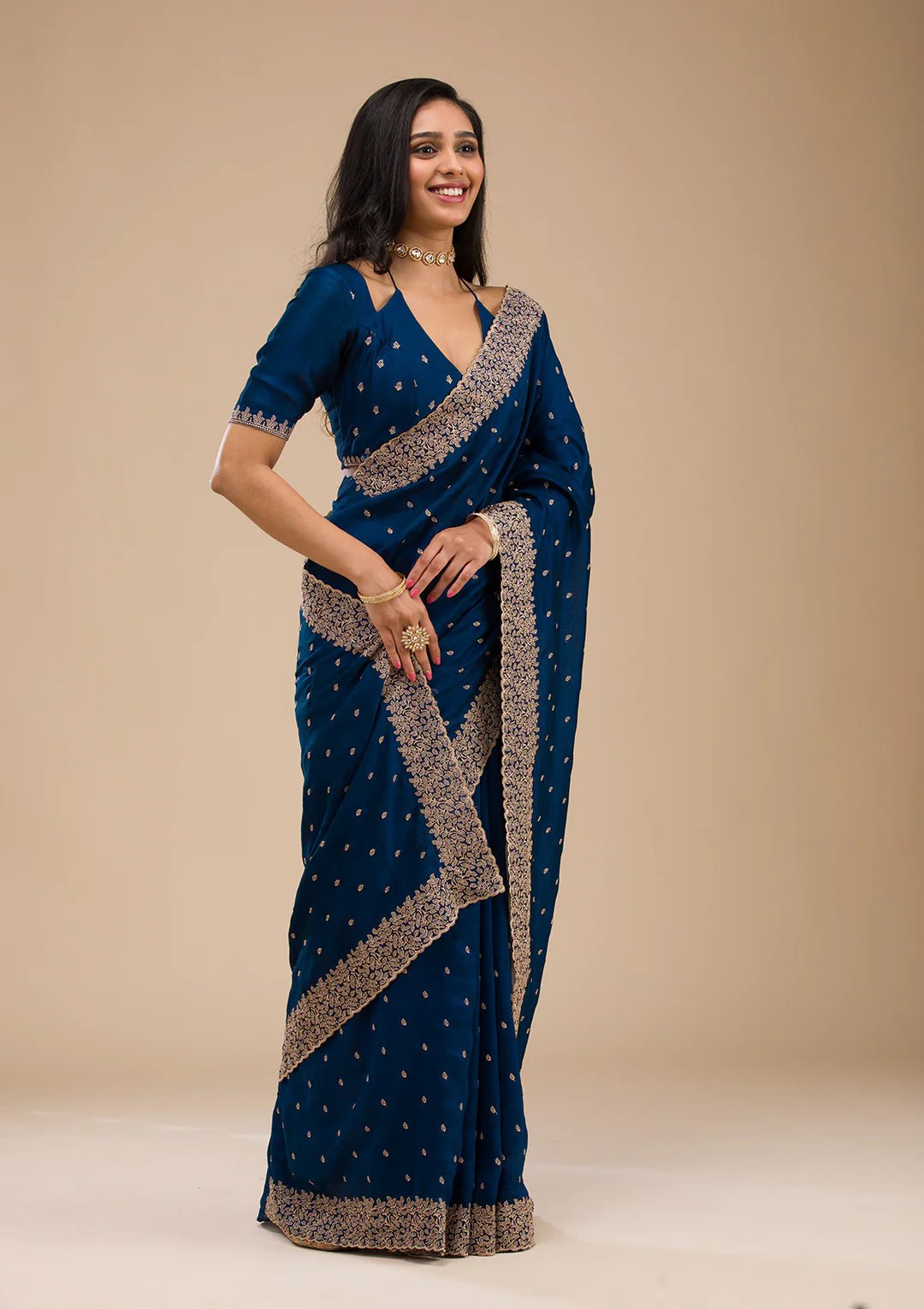 Blue Soft Silk Saree - Modern Furniture & Furnishings