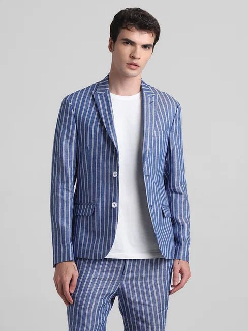 Blue Striped Blazer - Modern Furniture & Furnishings