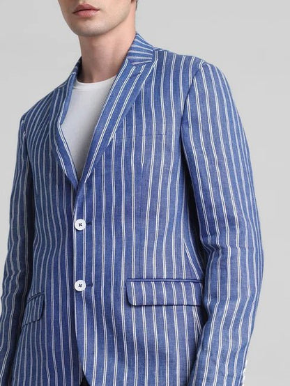 Blue Striped Blazer - Modern Furniture & Furnishings