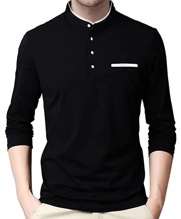 Collar Full Sleeve Plain Cotton T-shirt - Modern Furniture & Furnishings