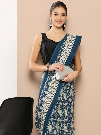 Floral Mulmul Cotton Sarees - Modern Furniture & Furnishings