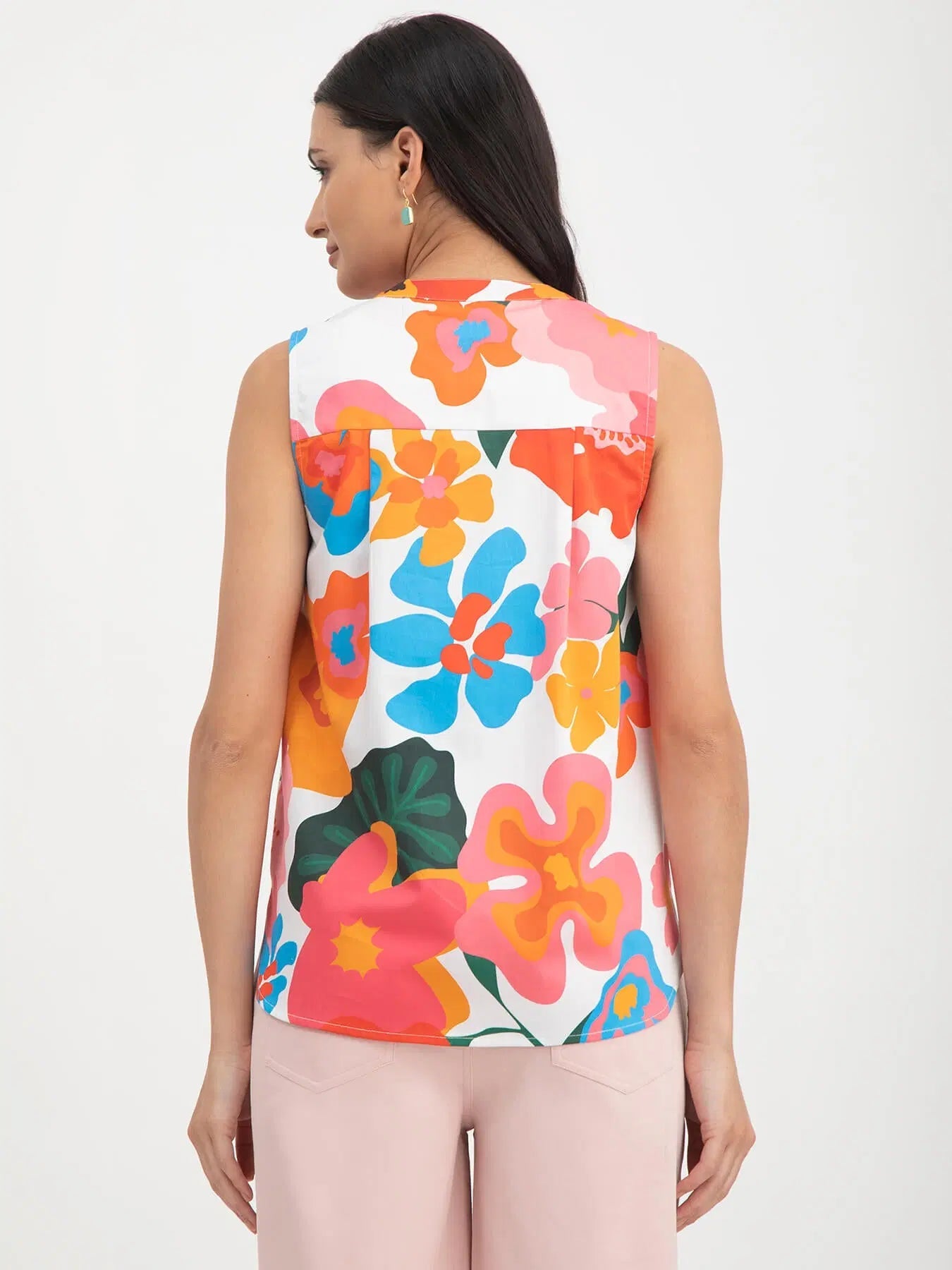 Floral Print Sleeveless Top - Modern Furniture & Furnishings