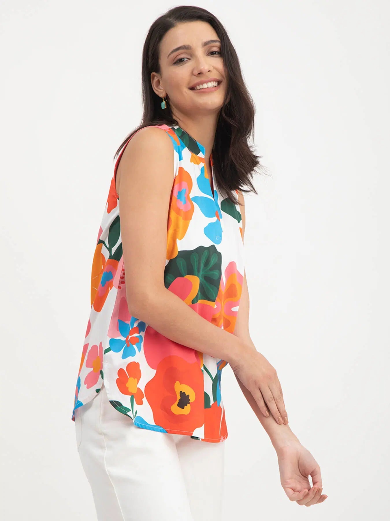 Floral Print Sleeveless Top - Modern Furniture & Furnishings