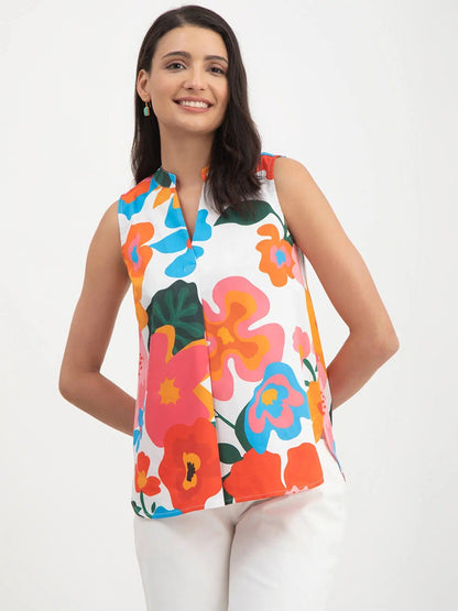 Floral Print Sleeveless Top - Modern Furniture & Furnishings