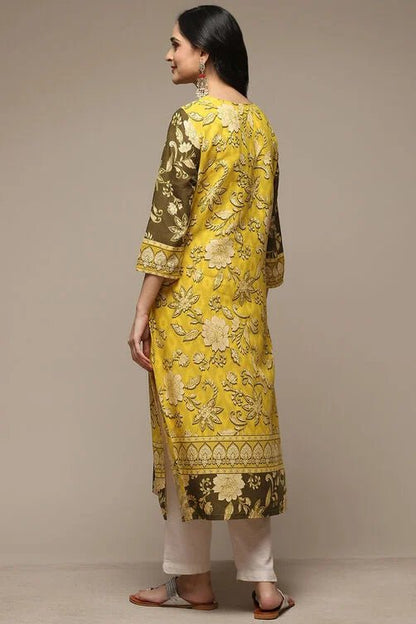 Green Straight Printed Kurta - Modern Furniture & Furnishings