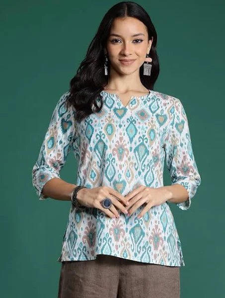 Ikat Printed Short Kurti - Modern Furniture & Furnishings