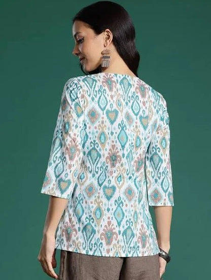 Ikat Printed Short Kurti - Modern Furniture & Furnishings