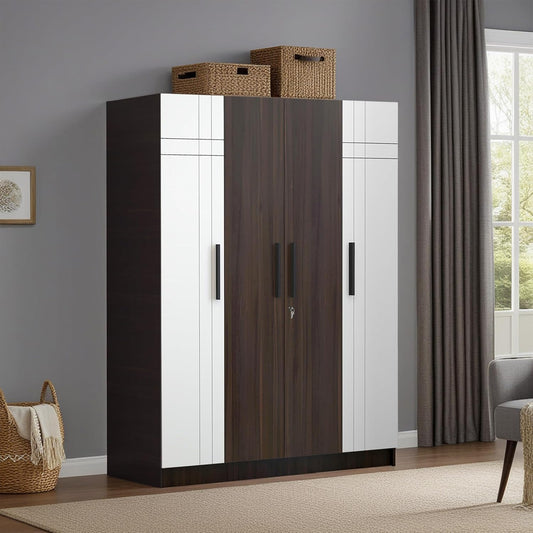 Klasj - Wardrobe 2 Tone in Dark Maple & Frosty White Colour - Modern Furniture & Furnishings