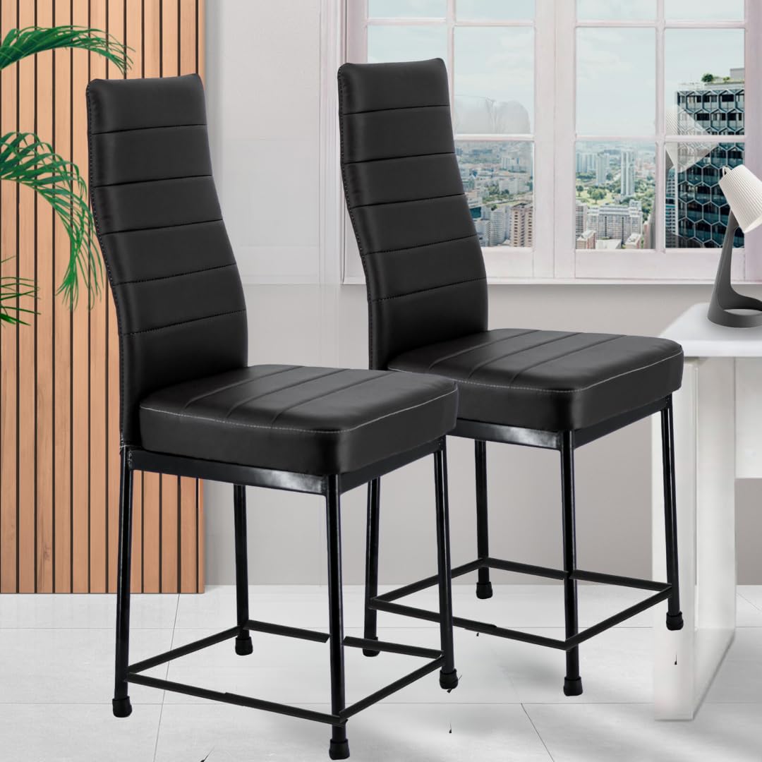 Leatheretee Back and Seat Powder Coated Metal Legs (Black) Chairs - Modern Furniture & Furnishings