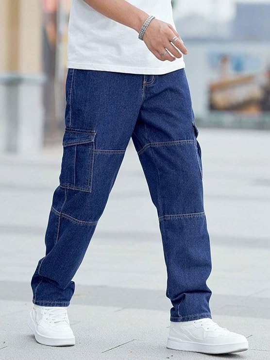 Pocket Side Cargo Jeans Straight Leg Long Jeans - Modern Furniture & Furnishings