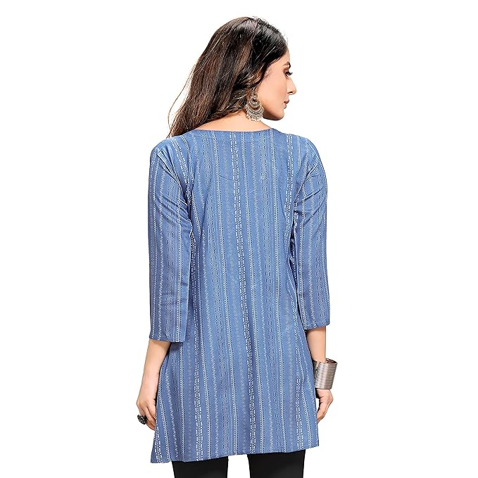 Printed Round Neck Short Kurtis - Modern Furniture & Furnishings