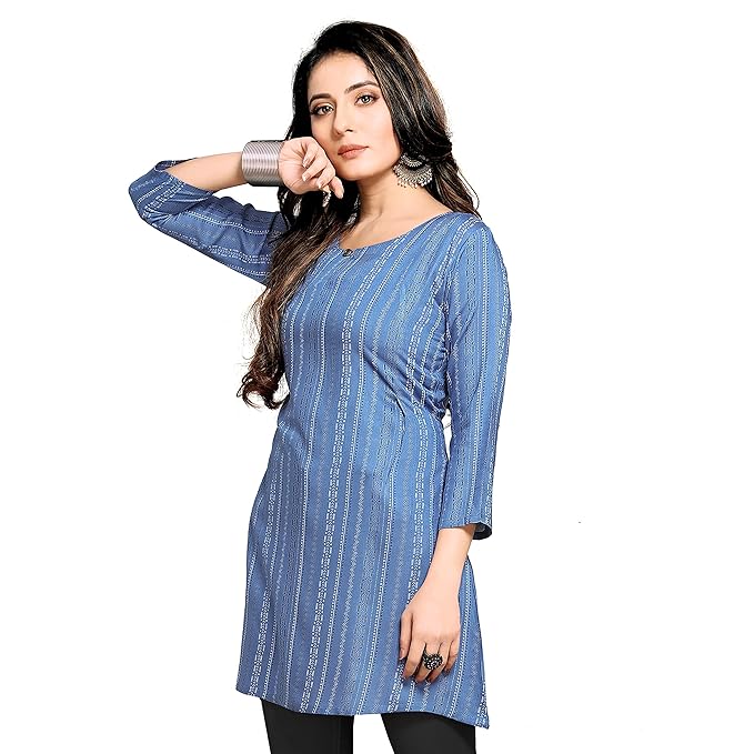 Printed Round Neck Short Kurtis - Modern Furniture & Furnishings