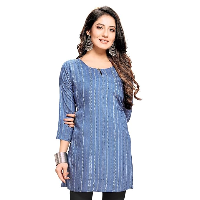 Printed Round Neck Short Kurtis - Modern Furniture & Furnishings