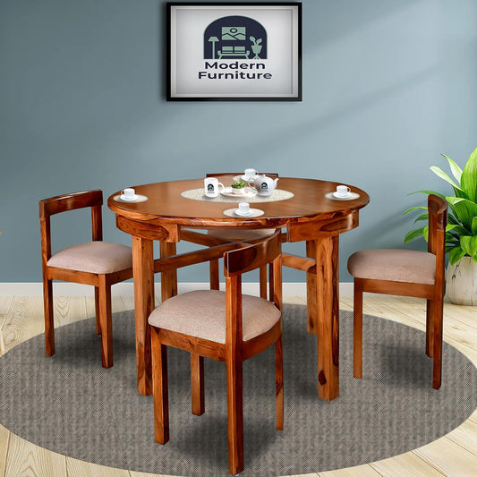 Round Dining Table 4 Seater Dining Set Dinner Table for Dining and Living Room Furniture - Modern Furniture & Furnishings