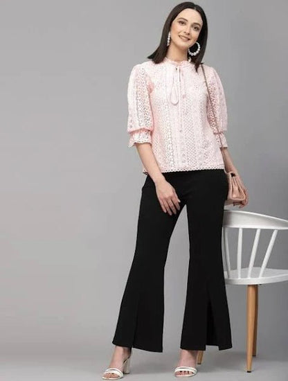 Self Design Lace Regular Smart Casual Top - Modern Furniture & Furnishings