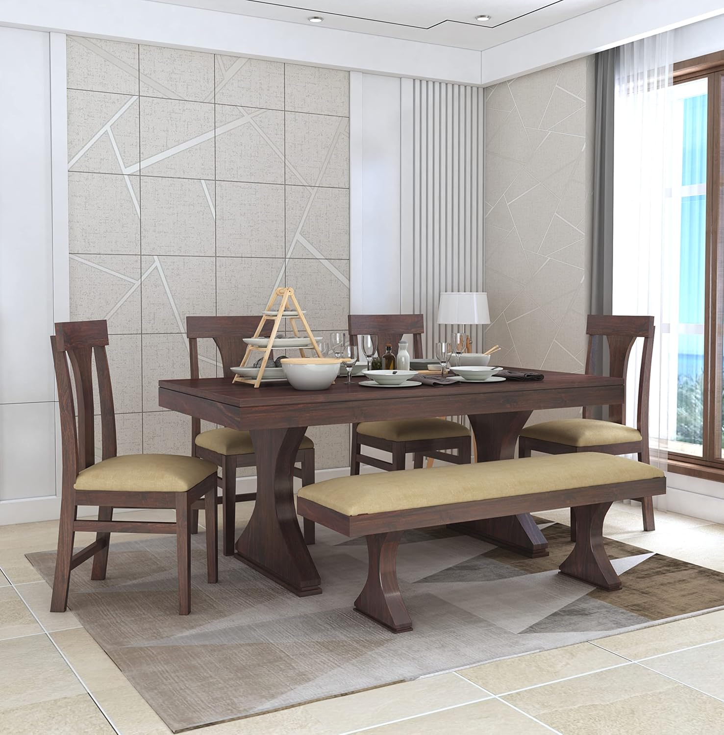 Solid Sheesham Dining Table for Home and Living Rooms - Modern Furniture & Furnishings