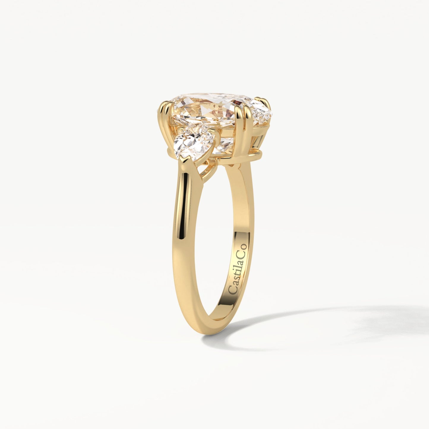 Three Stone Oval and Pear cut Lab Grown Diamond Engagement Ring - Modern Furniture & Furnishings