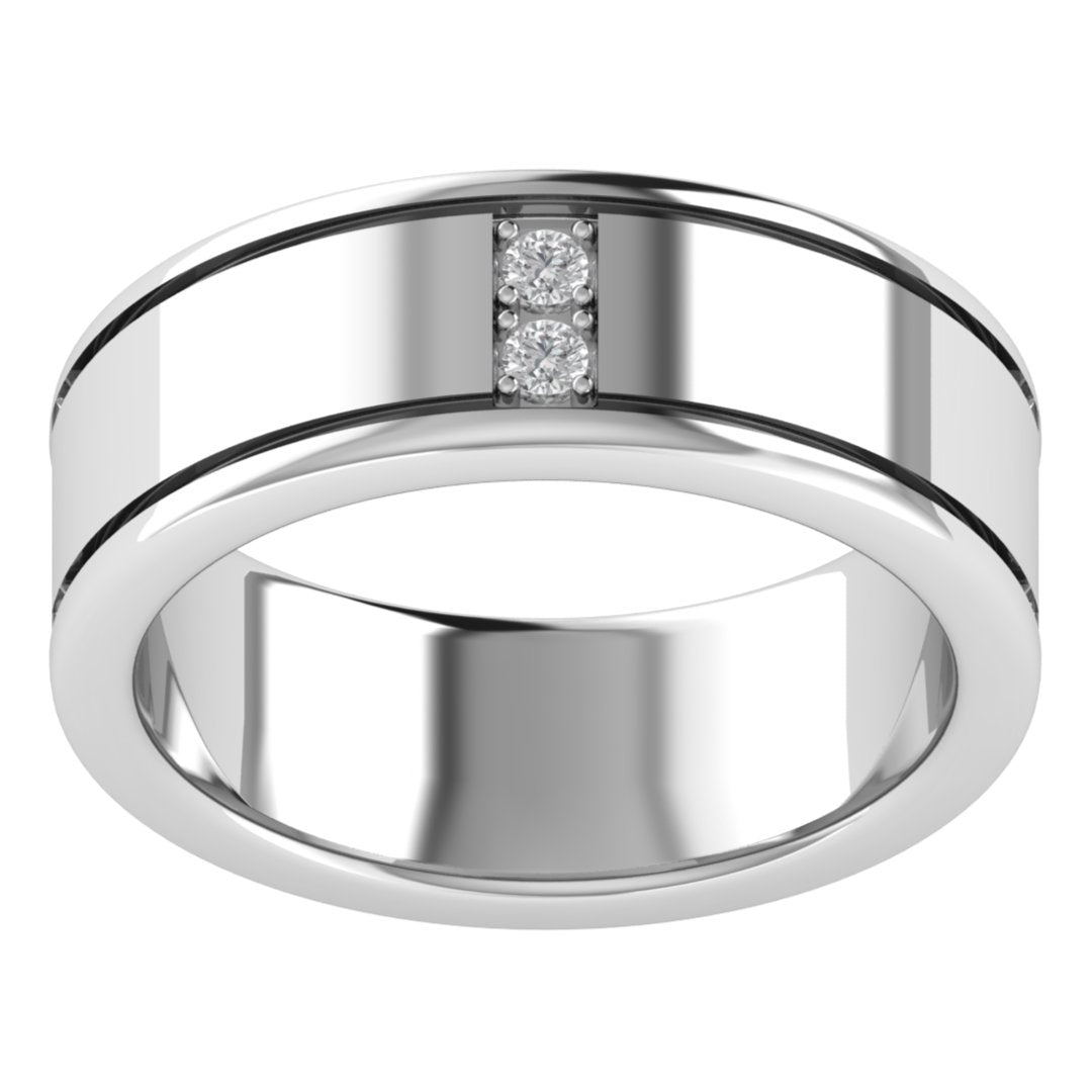 Two Stone Channel Set Round Cut Moissanite Men's Band - Modern Furniture & Furnishings