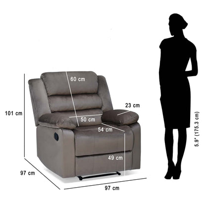 Velvet Fabric Manual Recliner - Modern Furniture & Furnishings