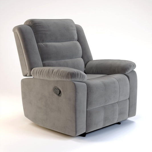 Velvet Fabric Manual Recliner - Modern Furniture & Furnishings