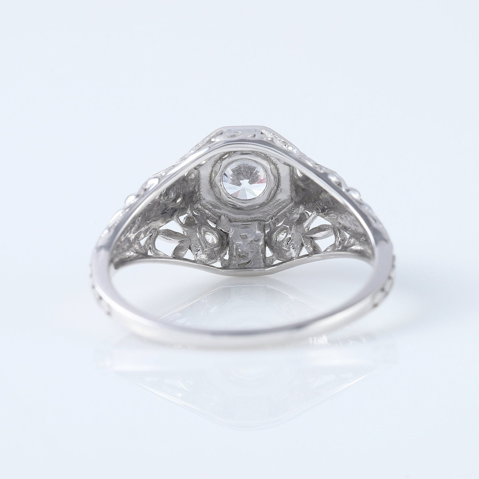 Vintage 0.60Ct Round Cut Moissanite Diamond 1890s Art Deco Ring Vintage Ring - Modern Furniture & Furnishings