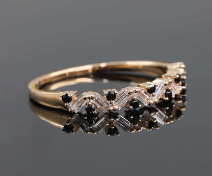 Vintage Half Eternity Alternating Moissanite Diamond Band - Modern Furniture & Furnishings