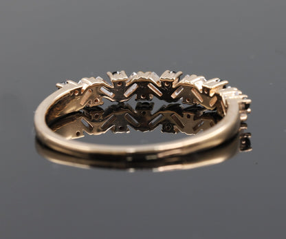 Vintage Half Eternity Alternating Moissanite Diamond Band - Modern Furniture & Furnishings