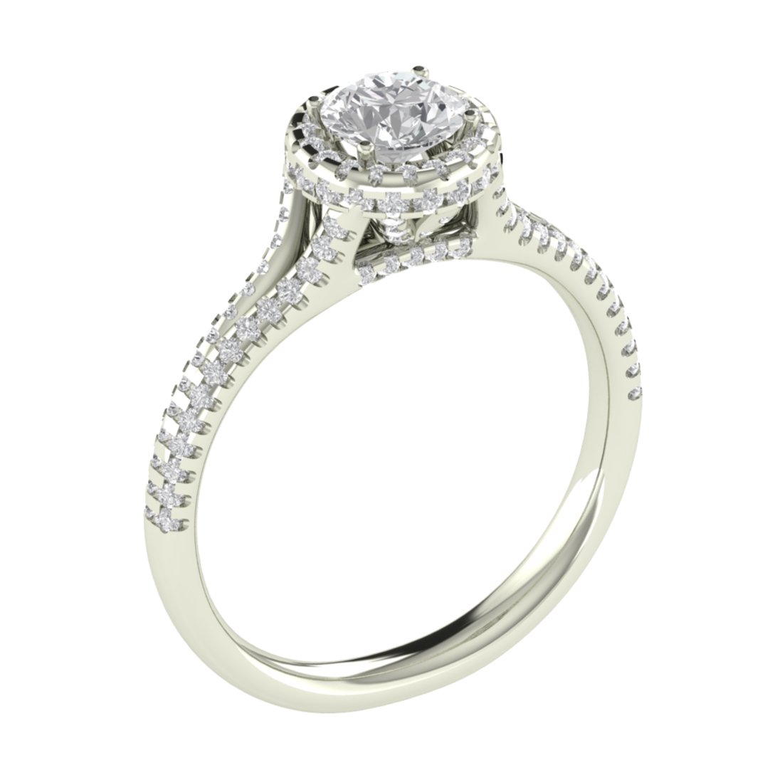 Vintage Inspired Halo Round Cut Moissanite Engagement Ring - Modern Furniture & Furnishings