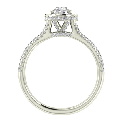 Vintage Inspired Halo Round Cut Moissanite Engagement Ring - Modern Furniture & Furnishings