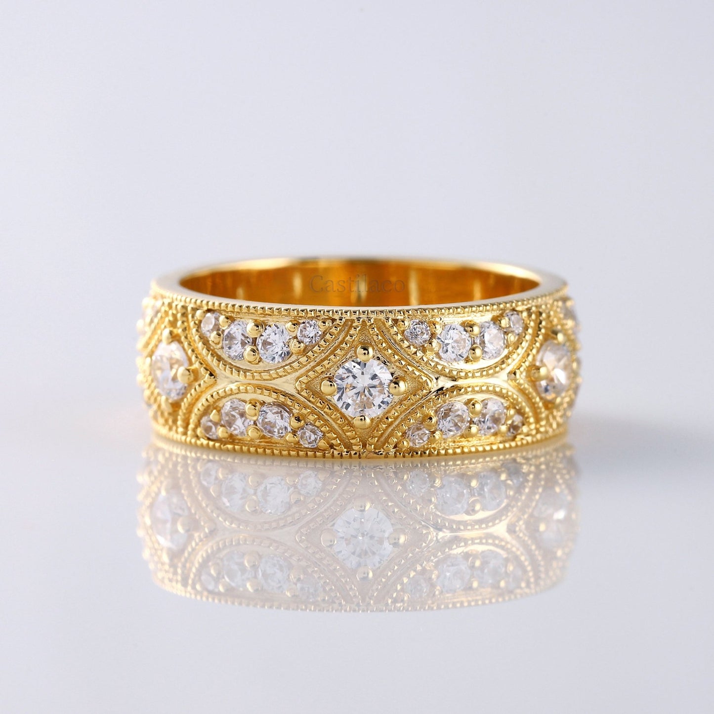 Vintage inspired Moissanite Diamond Wedding Band - Modern Furniture & Furnishings