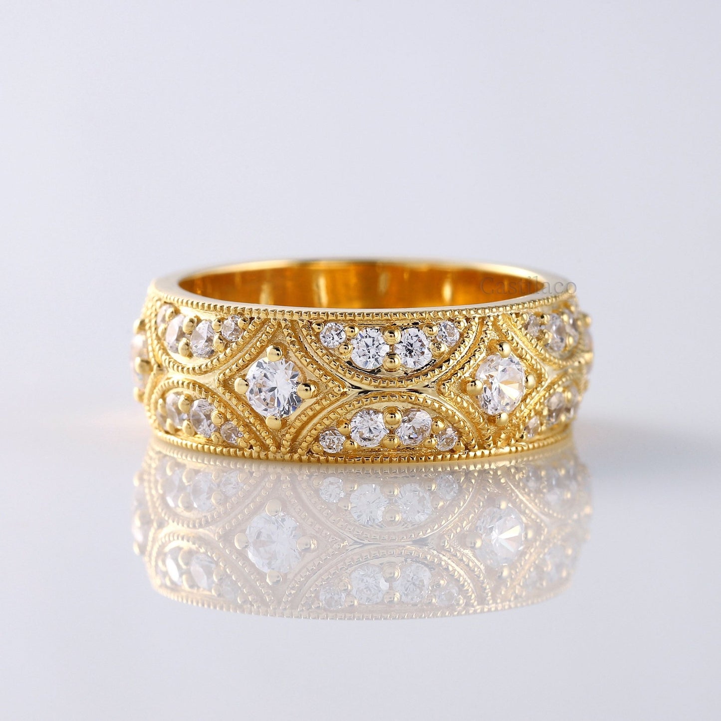 Vintage inspired Moissanite Diamond Wedding Band - Modern Furniture & Furnishings