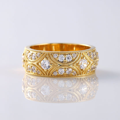 Vintage inspired Moissanite Diamond Wedding Band - Modern Furniture & Furnishings