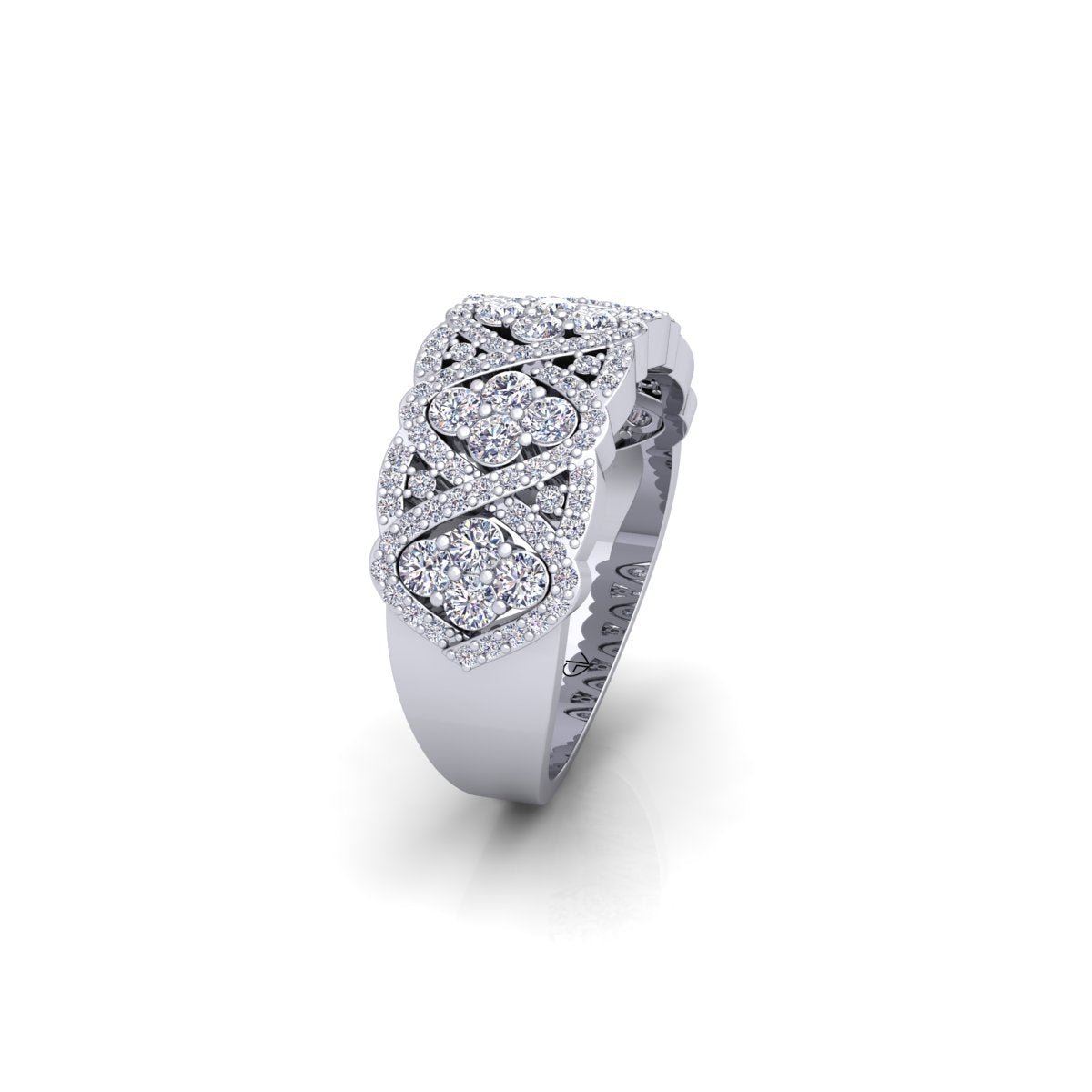 Women's Lab Grown Diamond 14K White Gold Cocktail Ring - Modern Furniture & Furnishings