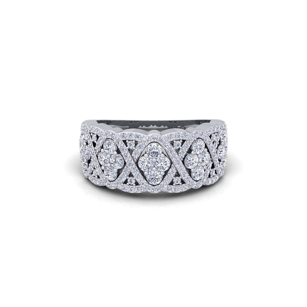 Women's Lab Grown Diamond 14K White Gold Cocktail Ring - Modern Furniture & Furnishings