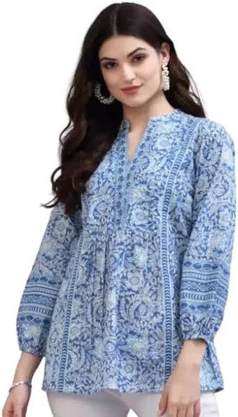 Women's Printed Boat Neck Short Kurti - Modern Furniture & Furnishings