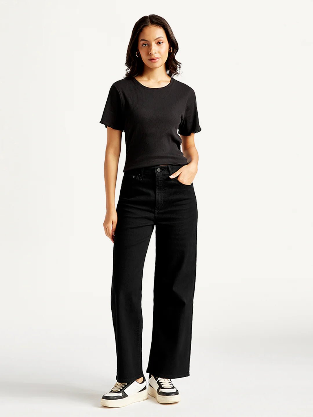 Women's Wide Leg Black Jeans - Modern Furniture & Furnishings