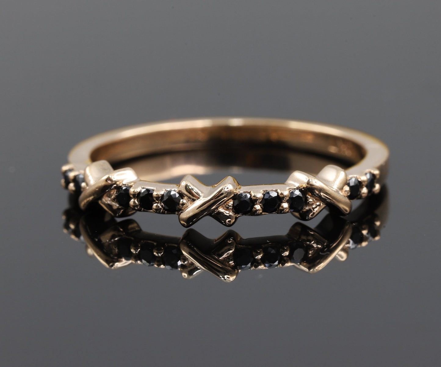 XO Half Eternity Black Moissanite Diamond Wedding Band - Modern Furniture & Furnishings