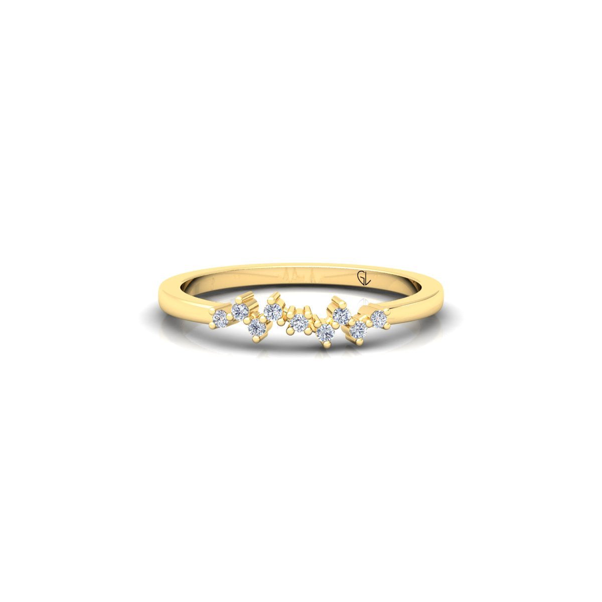 Zig Zag Lab Grown Diamond Cluster 14K White Gold Wedding Band - Modern Furniture & Furnishings