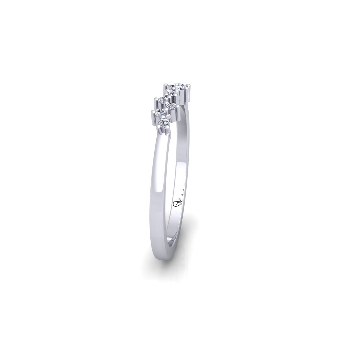 Zig Zag Lab Grown Diamond Cluster 14K White Gold Wedding Band - Modern Furniture & Furnishings