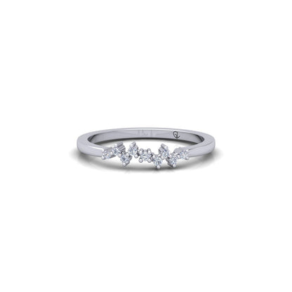 Zig Zag Lab Grown Diamond Cluster 14K White Gold Wedding Band - Modern Furniture & Furnishings